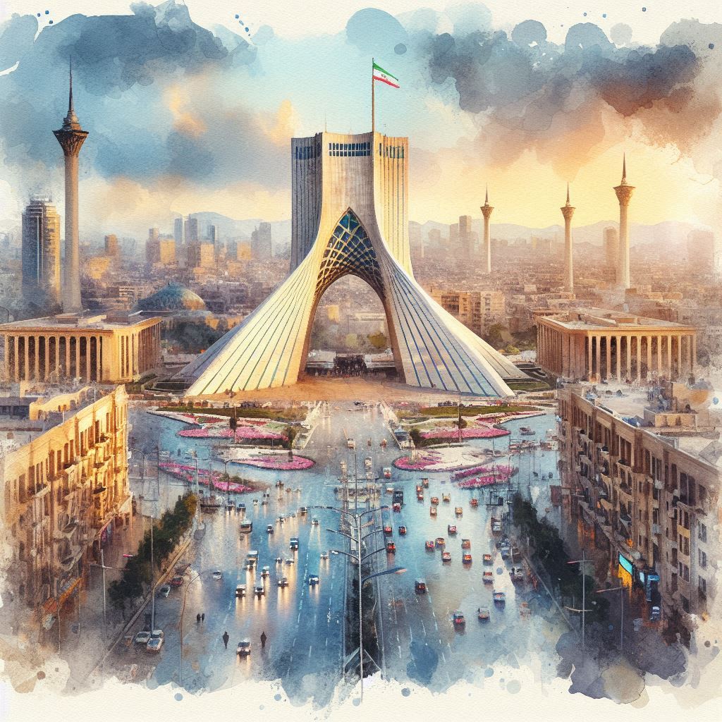 مجموعه نقاشی های زیبا از برج میدان آزادی در تهران
