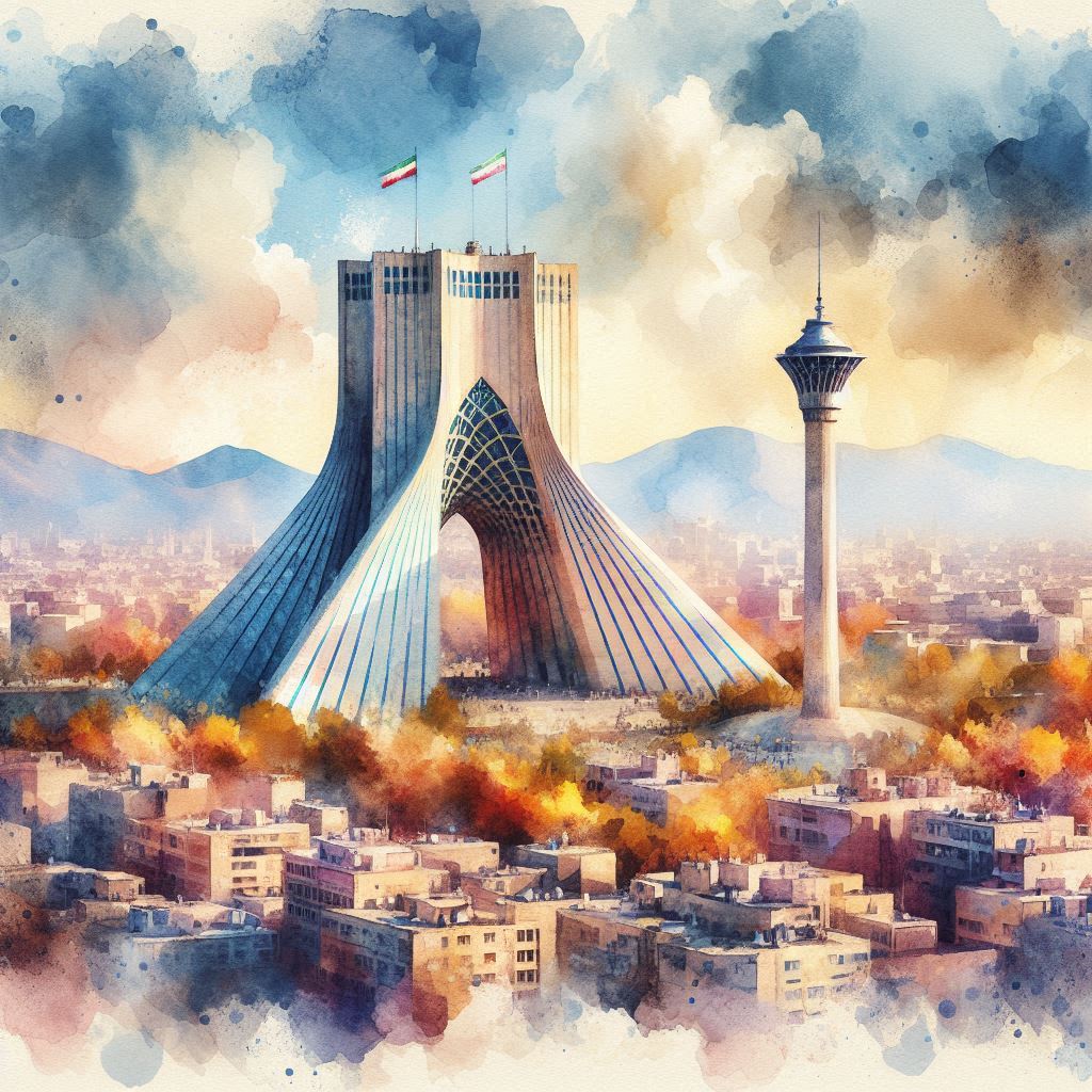 مجموعه نقاشی های زیبا از برج میدان آزادی در تهران