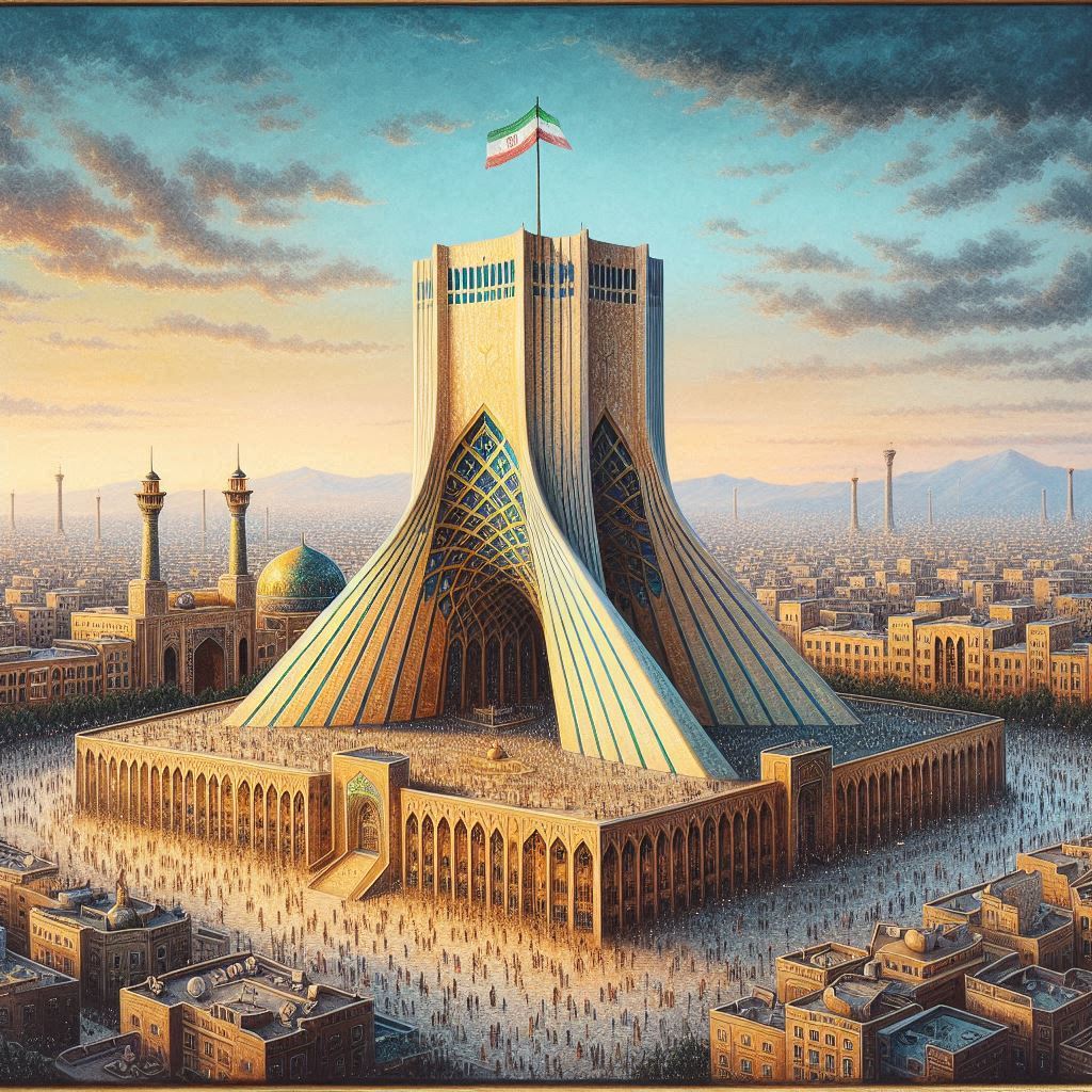 مجموعه نقاشی های زیبا از برج میدان آزادی در تهران