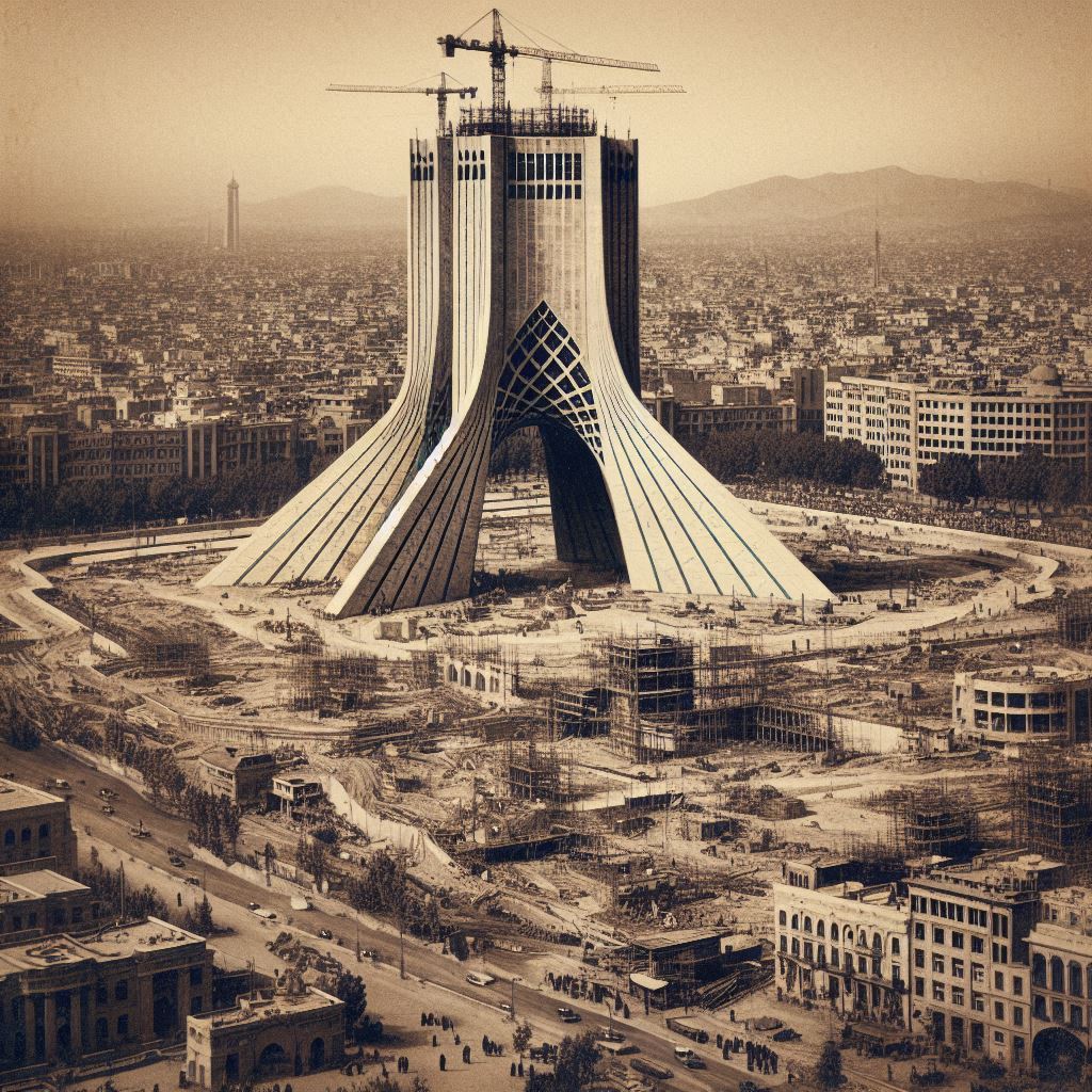 مراحل ساخت برج میدان آزادی با هوش مصنوعی