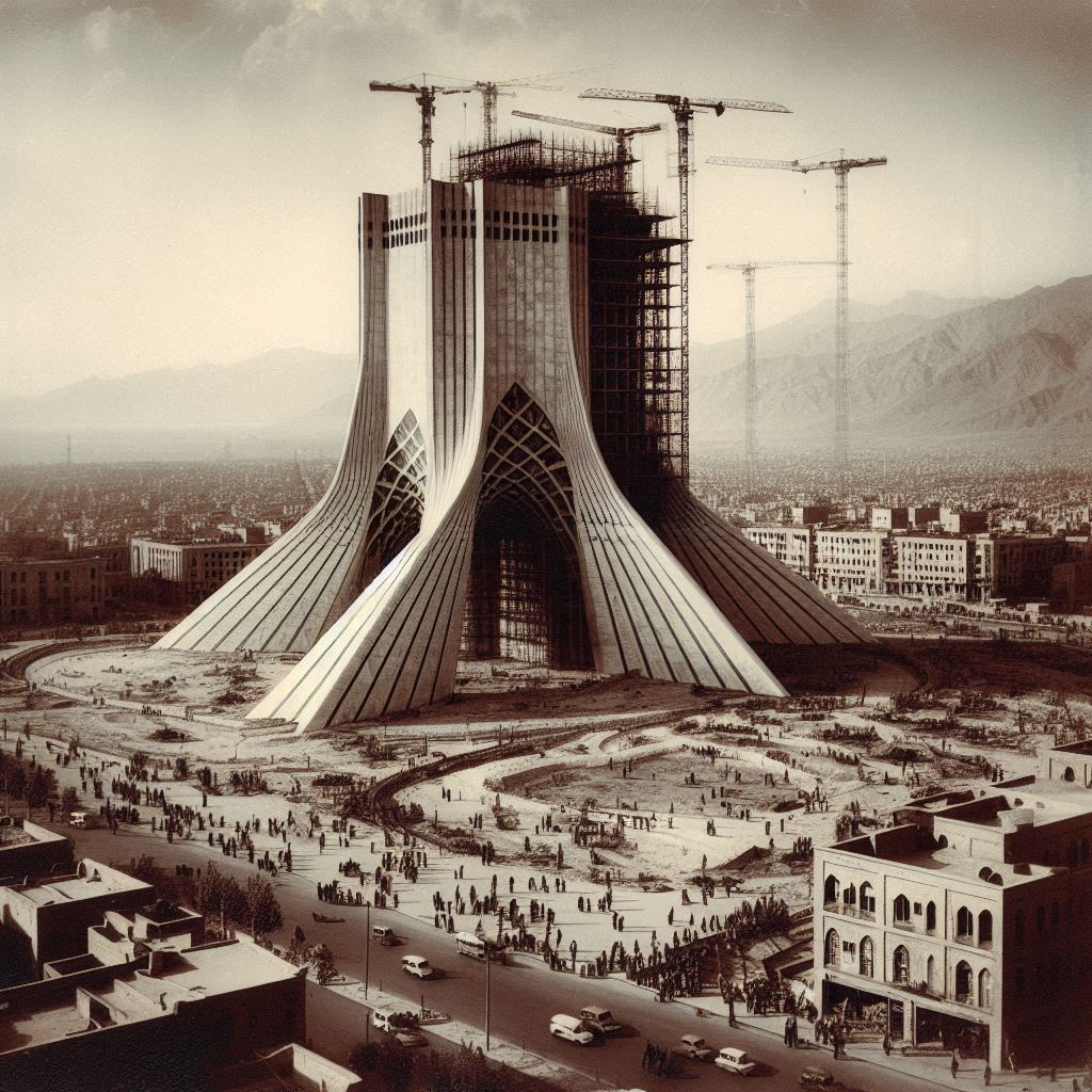 مراحل ساخت برج میدان آزادی با هوش مصنوعی